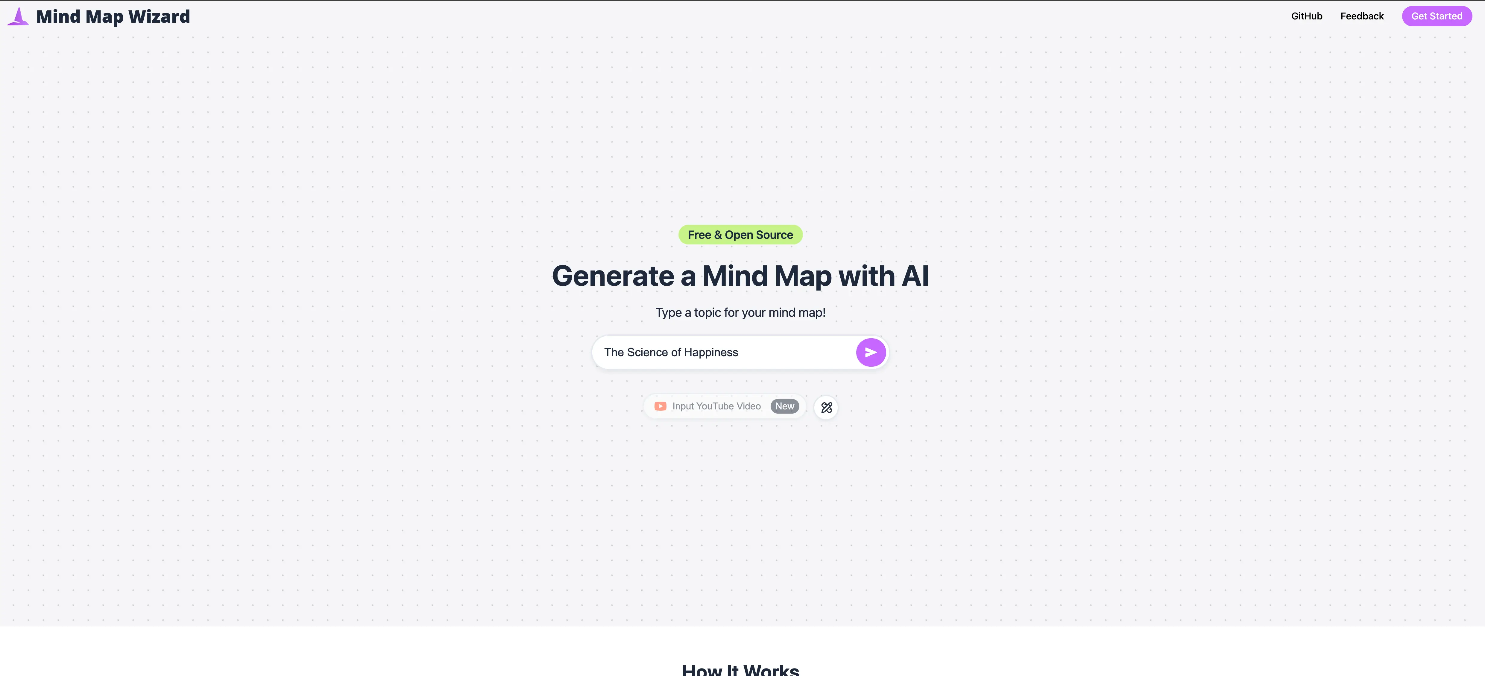 Mind Map Wizard user interface
